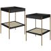 Kit 02 Mesas Lateral Para Sala de Estar Industrial Indy A03 Nero Dourado - Lyam Decor