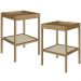Kit 02 Mesas Lateral Para Sala de Estar Pés Madeira Moss A03 Hanover Roble - Lyam Decor