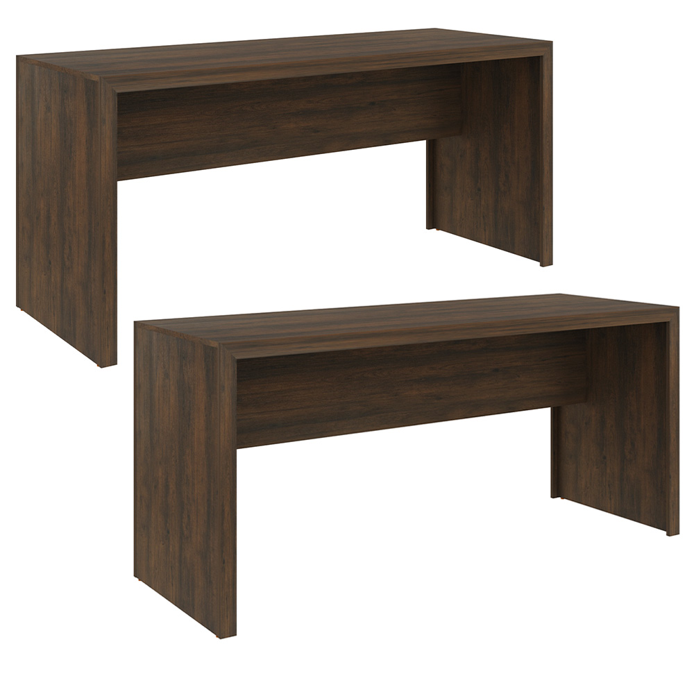 Kit 02 Mesas Para Escritório E Home Office Bay 163 Cm T01 Rústico - Lyam Decor