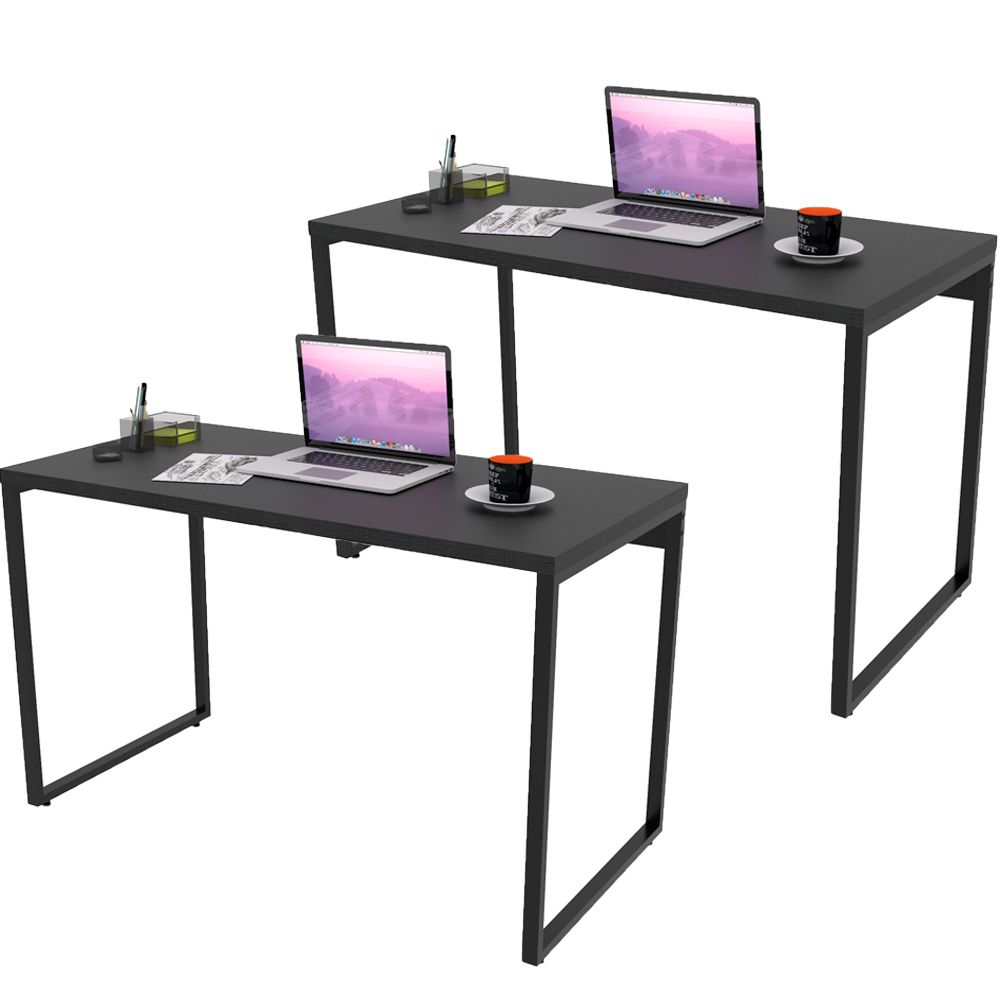 Kit 02 Mesas Para Escritório Home Office Estilo Industrial Form C01 120 cm Preto Onix - Lyam Decor