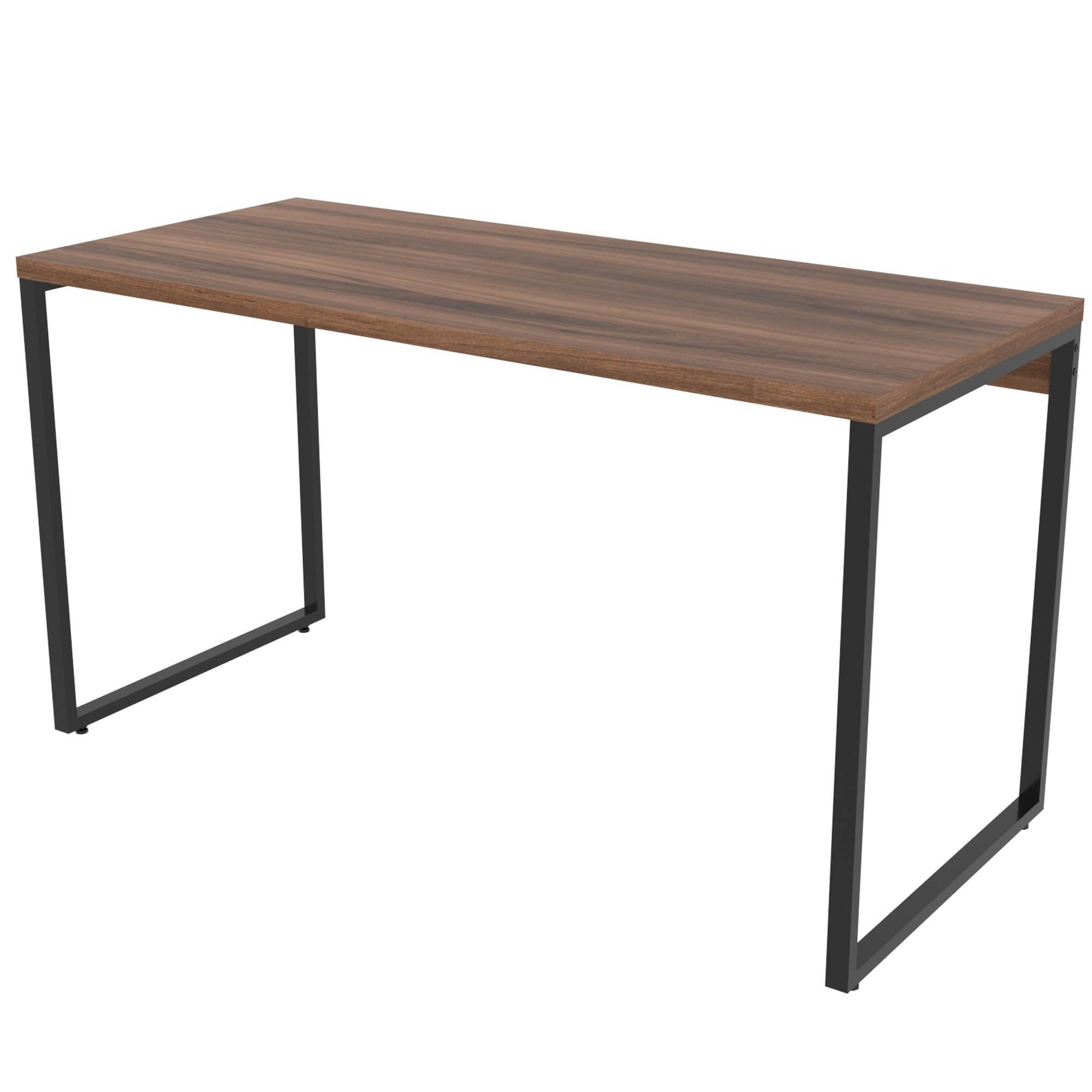 Kit 02 Mesas Para Escritório Home Office Estilo Industrial Form C01 135 cm Nogal - Lyam Decor