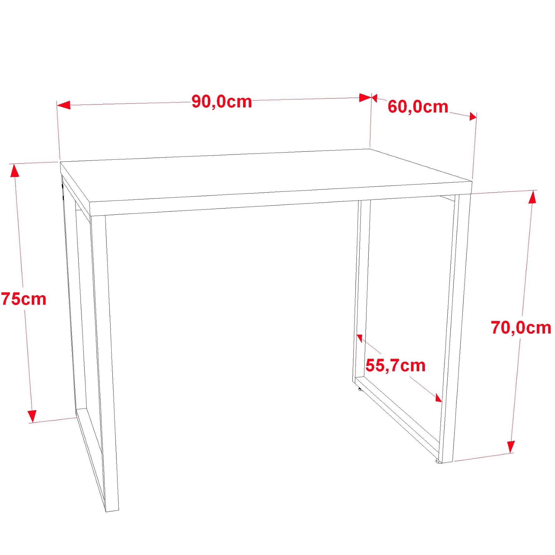 Kit 02 Mesas Para Escritório Home Office Estilo Industrial Form C01 90 cm Carvalho - Lyam Decor