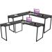 Kit 02 Mesas Para Escritório Home Office Estilo Industrial em L Form C01 150x150 Preto Onix - Lyam Decor