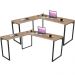 Kit 02 Mesas Para Escritório Home Office Estilo Industrial em L Form C01 150x150cm Carvalho - Lyam Decor
