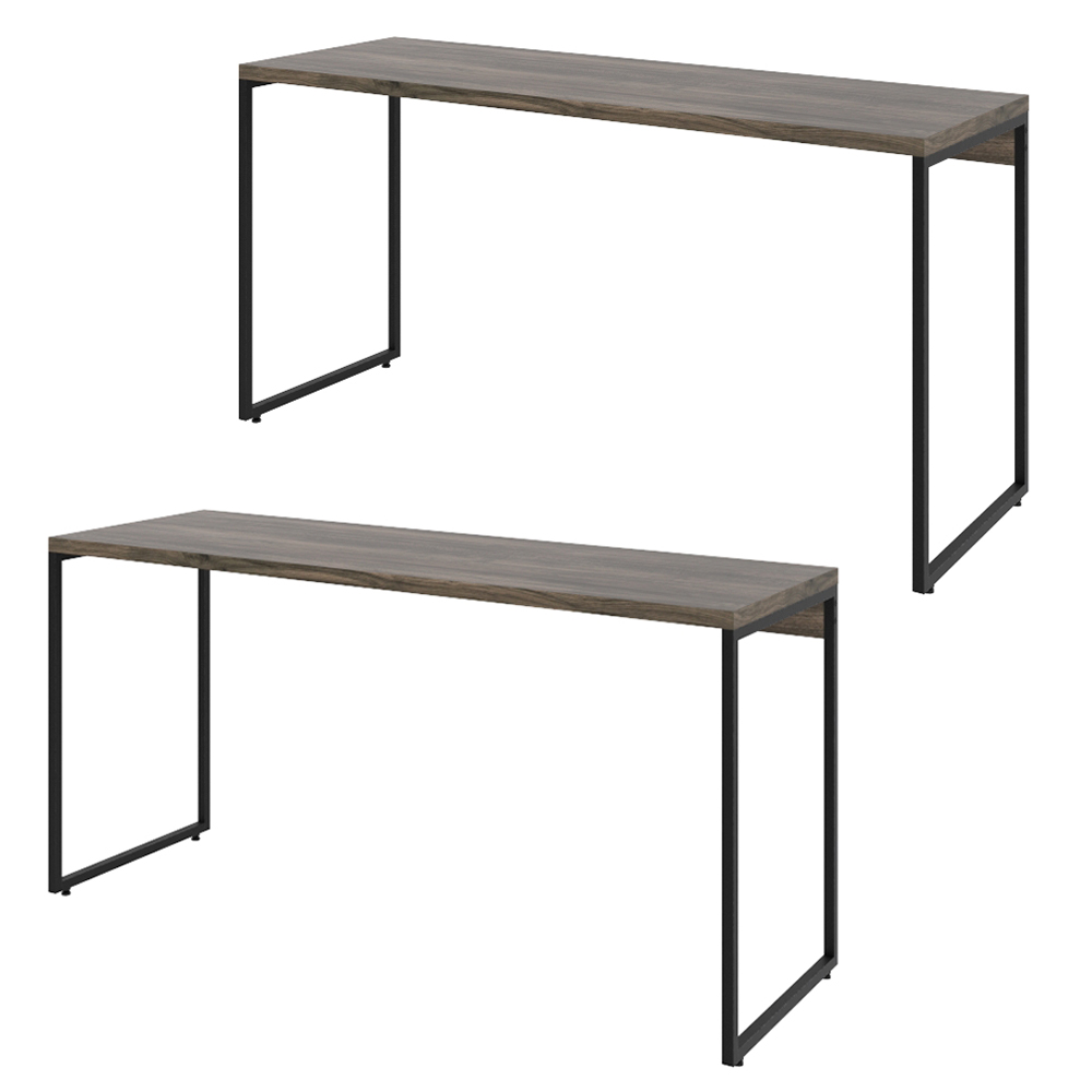 Kit 02 Mesas Para Escritório e Home Office Industrial Aspen 150 cm C01 Carvalho Dark - Lyam Decor