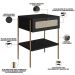 Kit 02 Mesas de Cabeceira 01 Gaveta com Telinha Industrial Indy A03 Nero Dourado - Lyam Decor