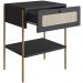 Kit 02 Mesas de Cabeceira 01 Gaveta com Telinha Industrial Indy A03 Nero Dourado - Lyam Decor