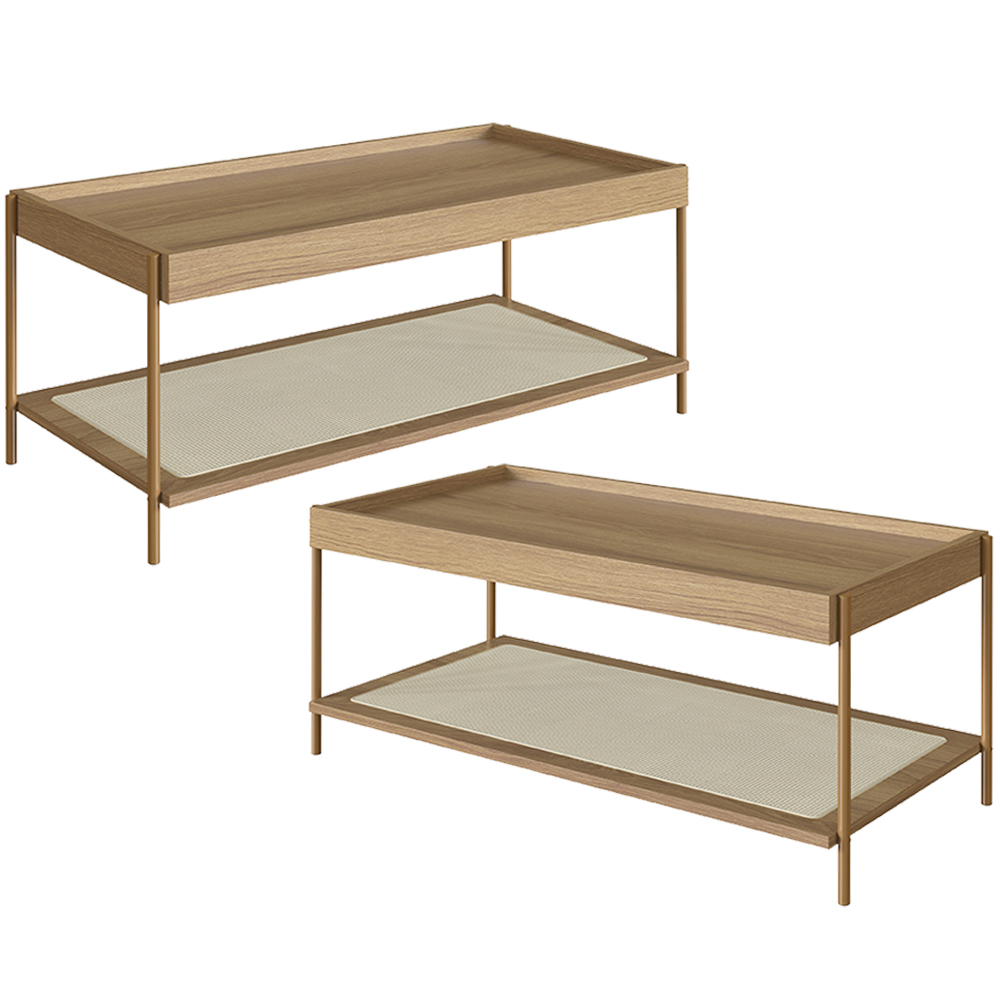 Kit 02 Mesas de Centro Para Sala de Estar Industrial Indy A03 Hanover Dourado - Lyam Decor