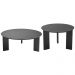 Kit 02 Mesas de Centro Para Sala de Estar Pés Madeira Bulat A03 Nero Preto - Lyam Decor