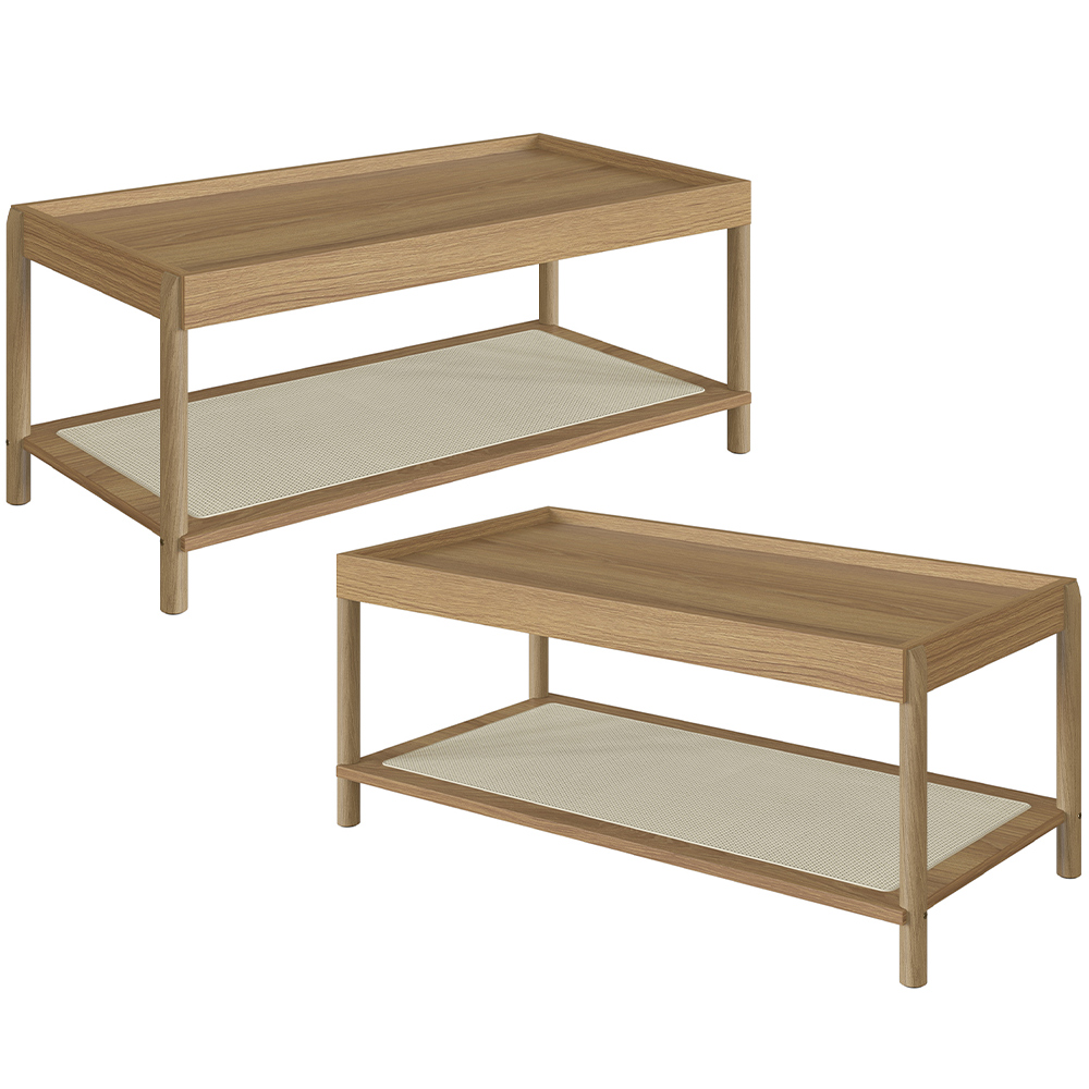 Kit 02 Mesas de Centro Para Sala de Estar Pés Madeira Moss A03 Hanover Roble - Lyam Decor
