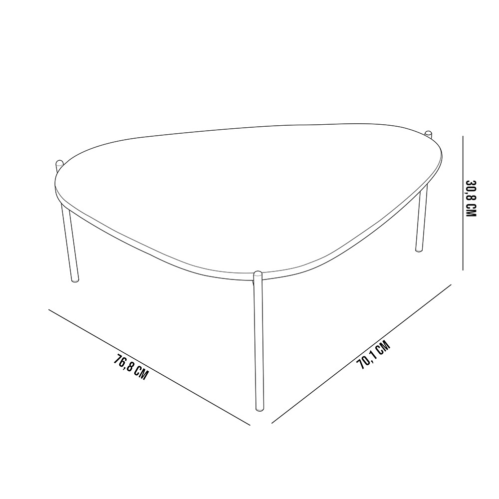 Kit 02 Mesas de Centro Para Sala de Estar Pés Metálicos Adek A03 Nero Dourado - Lyam Decor