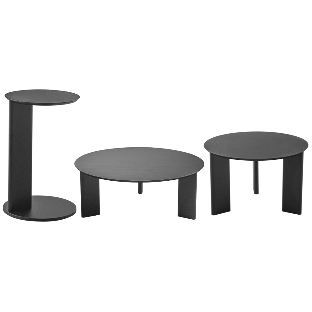 Kit 02 Mesas de Centro e 01 Mesa Lateral Pés Madeira Bulat A03 Nero Preto - Lyam Decor