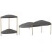 Kit 02 Mesas de Centro e 01 Mesa Lateral Pés Metálicos Adek A03 Nero Dourado - Lyam Decor