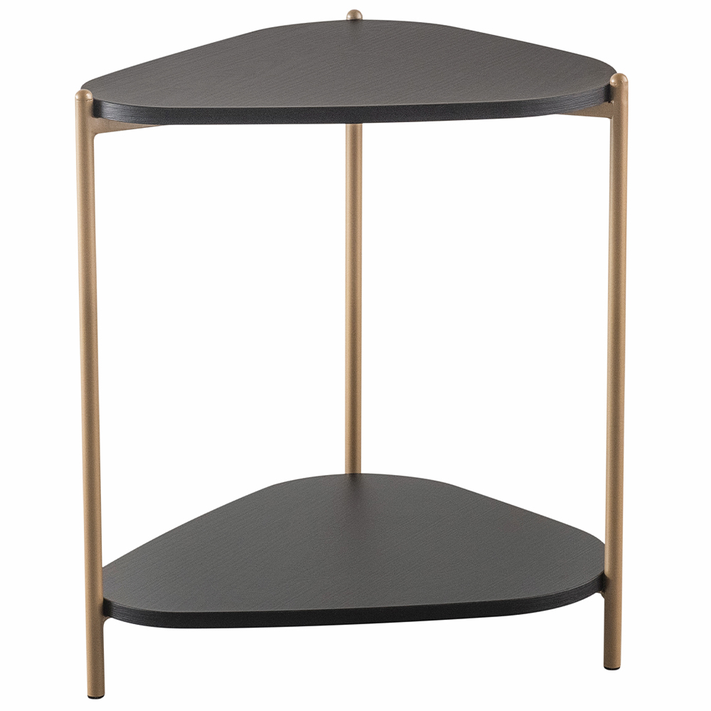 Kit 02 Mesas de Centro e 01 Mesa Lateral Pés Metálicos Adek A03 Nero Dourado - Lyam Decor
