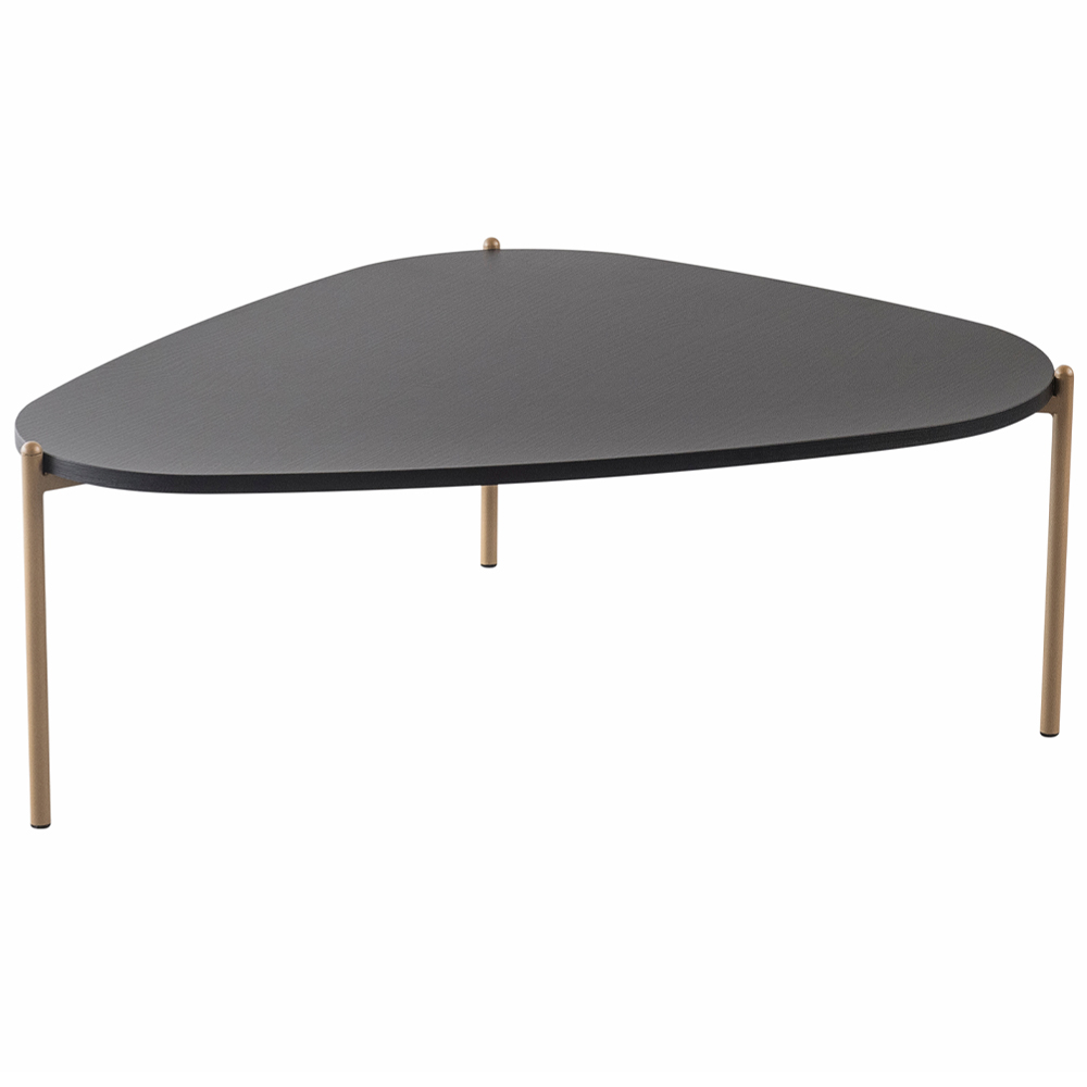 Kit 02 Mesas de Centro e 01 Mesa Lateral Pés Metálicos Adek A03 Nero Dourado - Lyam Decor