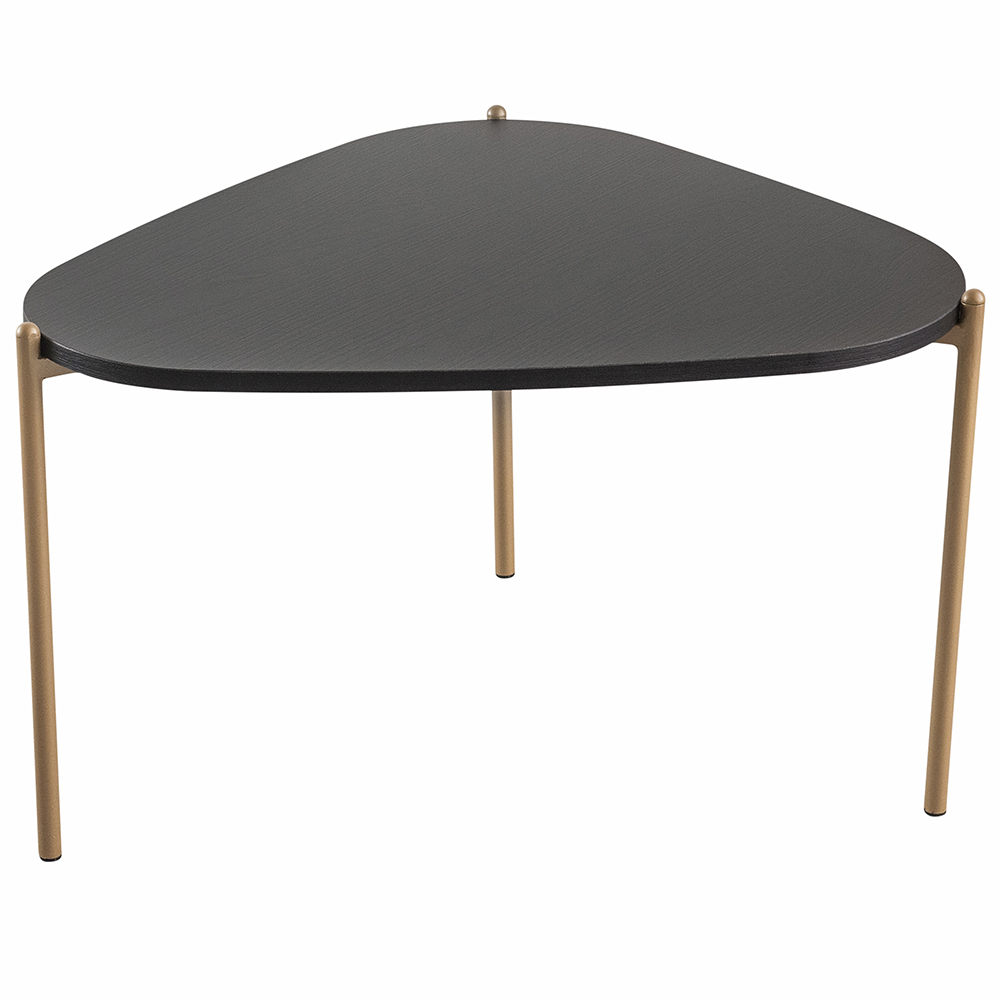 Kit 02 Mesas de Centro e 01 Mesa Lateral Pés Metálicos Adek A03 Nero Dourado - Lyam Decor