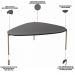 Kit 02 Mesas de Centro e 01 Mesa Lateral Pés Metálicos Adek A03 Nero Dourado - Lyam Decor