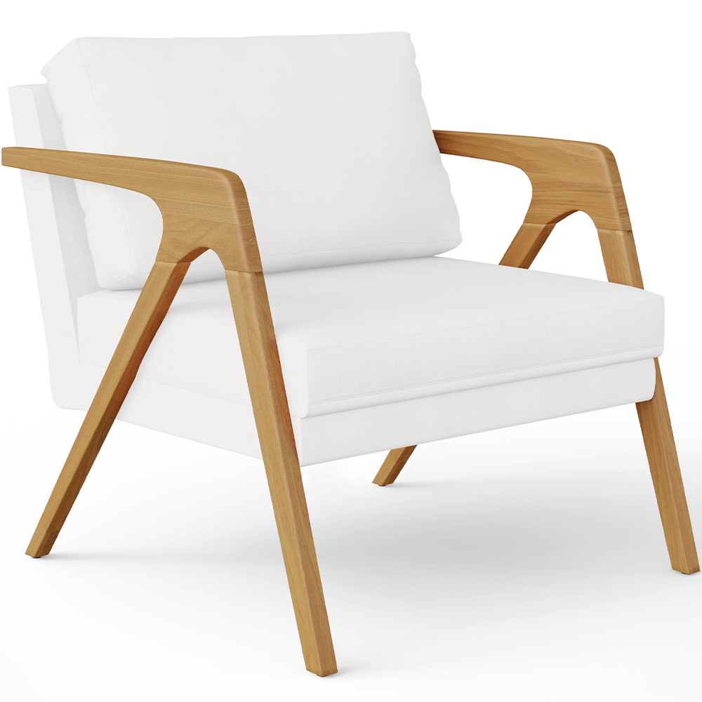 Kit 02 Poltrona Decorativa Para Sala Pietra Estrutura De Madeira L02 Corano Branco - Lyam Decor