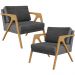 Kit 02 Poltrona Decorativa Para Sala Pietra Estrutura De Madeira L02 Linho Cinza Escuro - Lyam Decor