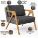 Kit 02 Poltrona Decorativa Para Sala Pietra Estrutura De Madeira L02 Linho Cinza Escuro - Lyam Decor