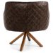 Kit 02 Poltronas Base Giratória Madeira Jade D02 Linho Bege C-107 Tressê Corano Marrom - Lyam Decor