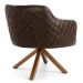 Kit 02 Poltronas Base Giratória Madeira Jade D02 Linho Bege C-107 Tressê Corano Marrom - Lyam Decor