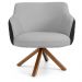 Kit 02 Poltronas Base Giratória Madeira Jade D02 Linho Cinza C-315 Tressê Corano Preto - Lyam Decor