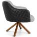 Kit 02 Poltronas Base Giratória Madeira Jade D02 Linho Cinza C-315 Tressê Corano Preto - Lyam Decor