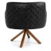Kit 02 Poltronas Base Giratória Madeira Jade D02 Linho Cinza C-315 Tressê Corano Preto - Lyam Decor