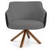 Kit 02 Poltronas Base Giratória Madeira Jade D02 Linho Cinza C-416 Tressê Corano Preto - Lyam Decor