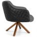 Kit 02 Poltronas Base Giratória Madeira Jade D02 Linho Cinza C-416 Tressê Corano Preto - Lyam Decor