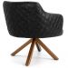 Kit 02 Poltronas Base Giratória Madeira Jade D02 Linho Cinza C-416 Tressê Corano Preto - Lyam Decor