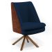 Kit 02 Poltronas Base Giratória Pérsia D02 Veludo Azul Marinho C-304 Corano Marrom B-38 - Lyam Decor