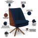 Kit 02 Poltronas Base Giratória Pérsia D02 Veludo Azul Marinho C-304 Corano Marrom B-38 - Lyam Decor