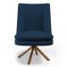 Kit 02 Poltronas Base Giratória Pérsia D02 Veludo Azul Marinho C-304 Corano Marrom B-38 - Lyam Decor