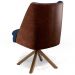 Kit 02 Poltronas Base Giratória Pérsia D02 Veludo Azul Marinho C-304 Corano Marrom B-38 - Lyam Decor