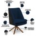 Kit 02 Poltronas Base Giratória Pérsia D02 Veludo Azul Marinho C-304 Corano Preto B-97 - Lyam Decor