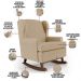 Kit 02 Poltronas De Amamentação Com Balanço Malu Base De Madeira P02 Linho Bege Escuro - Lyam Decor
