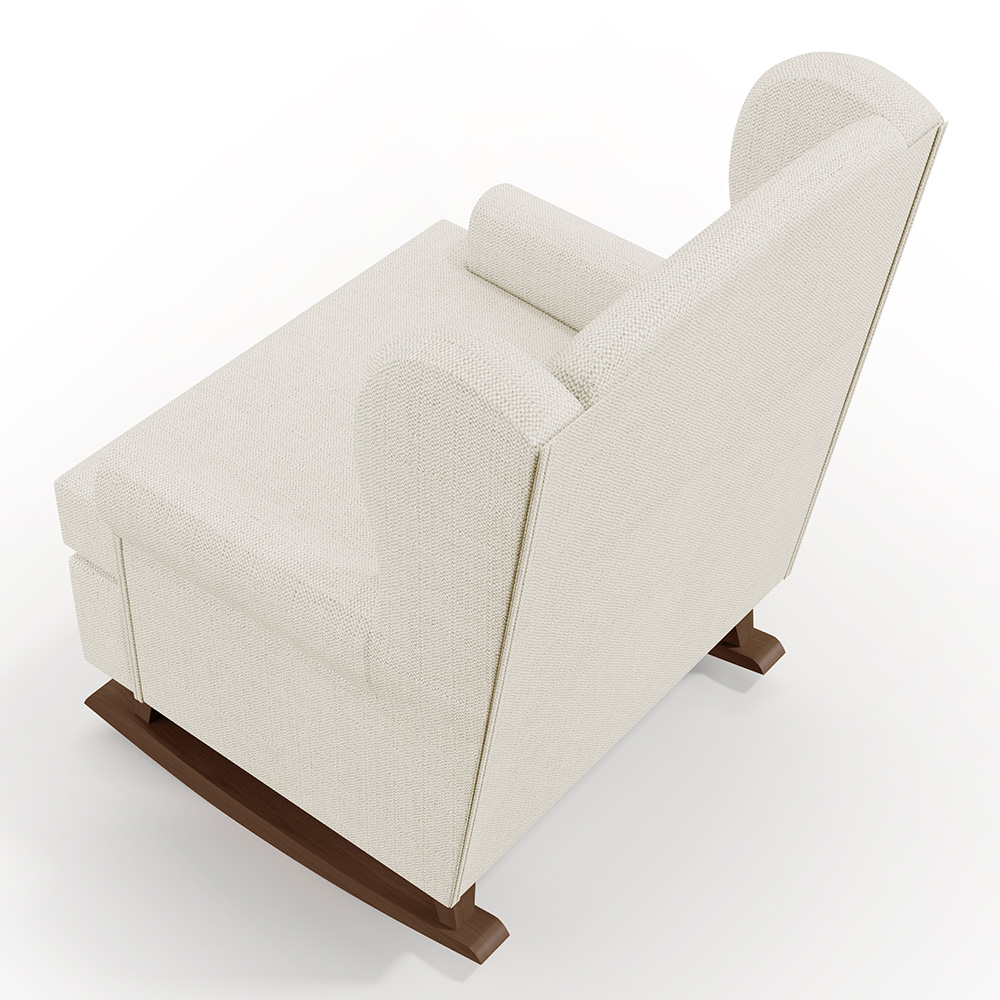 Kit 02 Poltronas De Amamentação Com Balanço Malu Base De Madeira P02 Linho Champagne - Lyam Decor