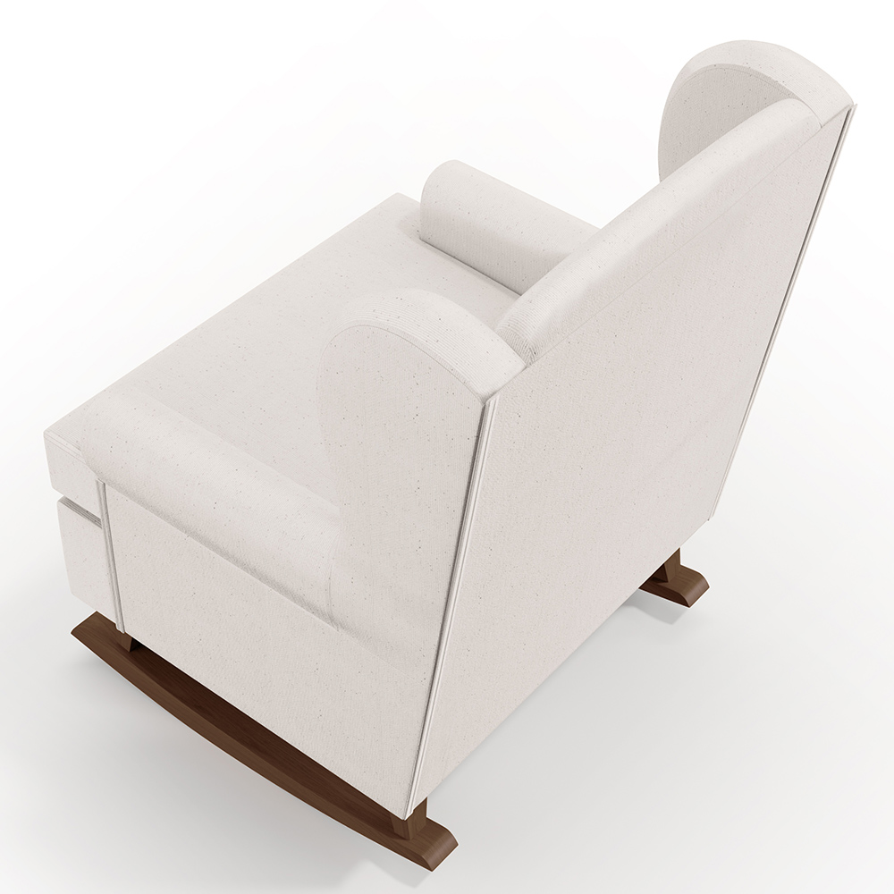 Kit 02 Poltronas De Amamentação Com Balanço Malu Base De Madeira P02 Linho Cru - Lyam Decor