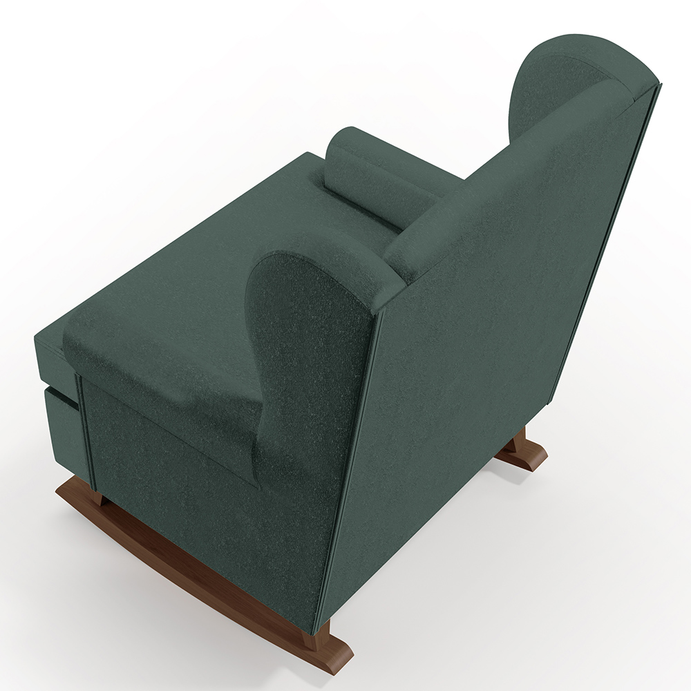 Kit 02 Poltronas De Amamentação Com Balanço Malu Base De Madeira P02 Linho Verde Musgo - Lyam Decor