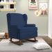 Kit 02 Poltronas De Amamentação Com Balanço Malu Base De Madeira P02 Suede Azul Marinho - Lyam Decor