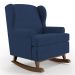 Kit 02 Poltronas De Amamentação Com Balanço Malu Base De Madeira P02 Suede Azul Marinho - Lyam Decor