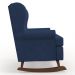 Kit 02 Poltronas De Amamentação Com Balanço Malu Base De Madeira P02 Suede Azul Marinho - Lyam Decor