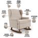 Kit 02 Poltronas De Amamentação Com Balanço Malu Base De Madeira P02 Suede Bege - Lyam Decor
