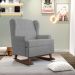 Kit 02 Poltronas De Amamentação Com Balanço Malu Base De Madeira P02 Suede Cinza - Lyam Decor