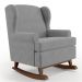 Kit 02 Poltronas De Amamentação Com Balanço Malu Base De Madeira P02 Suede Cinza - Lyam Decor