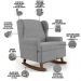 Kit 02 Poltronas De Amamentação Com Balanço Malu Base De Madeira P02 Suede Cinza - Lyam Decor