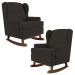 Kit 02 Poltronas De Amamentação Com Balanço Malu Base De Madeira P02 Suede Preto - Lyam Decor