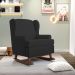 Kit 02 Poltronas De Amamentação Com Balanço Malu Base De Madeira P02 Suede Preto - Lyam Decor